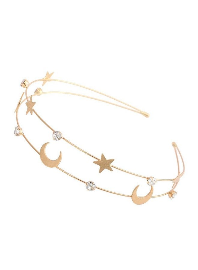 El Regalo Double Layer Retro Star Moon Pearl Rhinestone Hairband/Headband for Kids/Girls & Women - Wedding Fashion Hair Accessories - Image 1