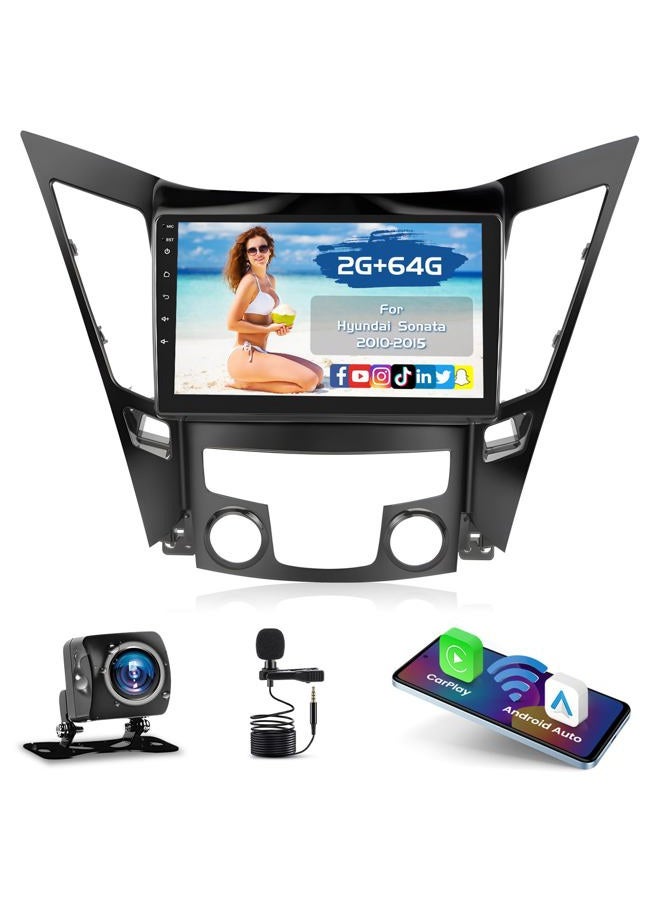 Inefala 2+64G Android 13 CarPlay Car Stereo Radio for Hyundai Sonata 2010-2014, 9'' HD Touch Screen Compatible with Android Auto, AHD Backup Camera, Mirror Link, GPS, WiFi, FM RDS - Image 1
