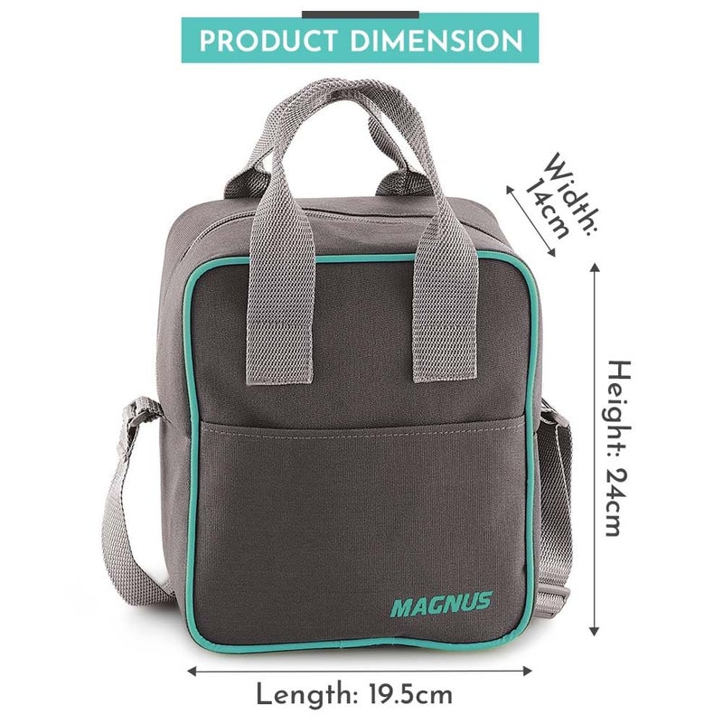 Magnus Magnus G-Lock Solid Glass Lunch Box with Vertical Pouch and Detachable Clip,1 S S Bottle and 3 Square Airtight,Leakproof,Microwave Safe Borosilicate Glass Containers,320 ML Each-Premium Lunch Boxes  - Image 3