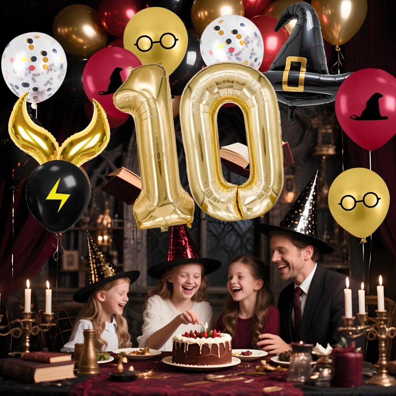 Zailo 40-inch Number Magic Wizard School Balloons, Magic Wizard Themed Party Decorations, Snitch Balloons Suitable for Magic Themed Birthdays Baby Shower Party Supplies (Number 10) - Image 4
