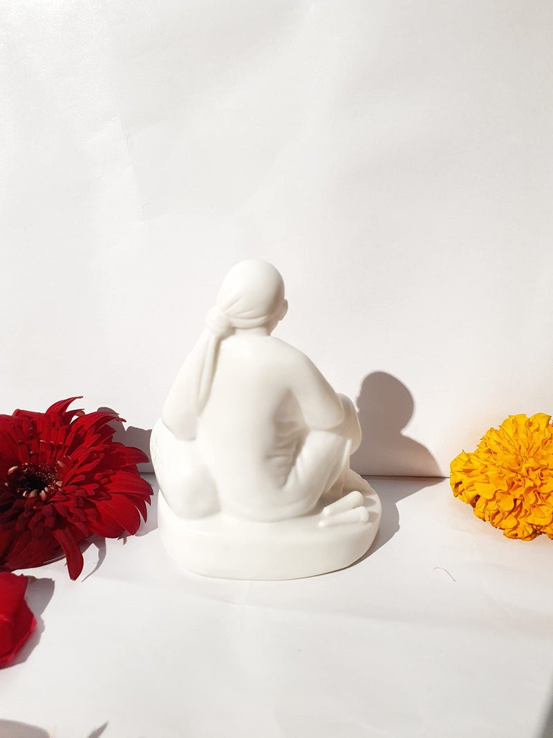 Hemant art Shirdi Sai Baba Dwarkamai Idol,Statue,Murti Marbal Stone ...4.5inch White… - Image 4