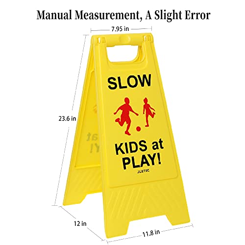 Juztec Slow Children at Play Safety Signs For Street, Kids At Play Sign For Street, Down Neighborhoods Crossing traffic outdoor signs (2 Pack Yellow) - Image 5
