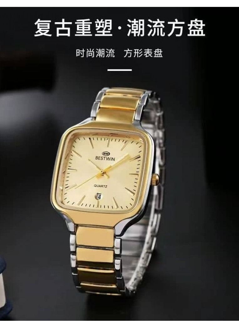Bestwin Men's watch with classic square gold and silver dial design  - Image 2