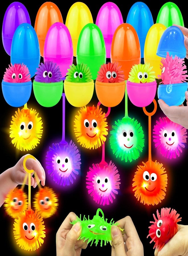 AMENON 24 Pack Prefilled Easter Eggs with Toys ,Light Up Puffer Balls Stress Relief Fidget Toys Easter Basket Stuffers Fillers Squeeze Sensory Glow Dark Surprise Easter Hunt Kids Boys Girls Gift Party Favors - Image 1