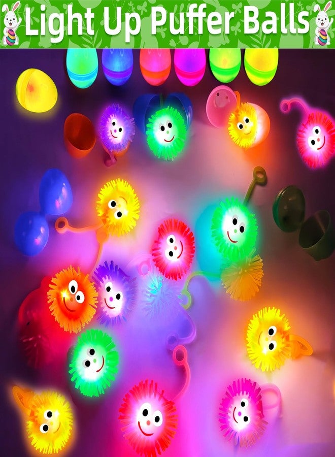 AMENON 24 Pack Prefilled Easter Eggs with Toys ,Light Up Puffer Balls Stress Relief Fidget Toys Easter Basket Stuffers Fillers Squeeze Sensory Glow Dark Surprise Easter Hunt Kids Boys Girls Gift Party Favors - Image 4