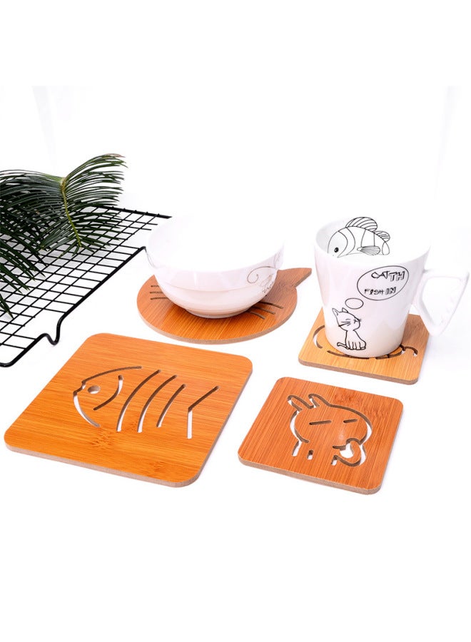 Wooden Cartoon Heat Insulation Mat Dining Table Mat Non-slip Pot Mat Creative Cute Mat Cup Mat Bowl Mat Cup Mat Wholesale-Color:Large Special Notch Apple# C06PP#-Specifications:Small 800/piece, Large 300/piece  - Image 3