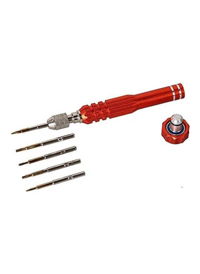 5 In 1 Repair Opening Tool Metal Magnetic Screwdriver Set Red