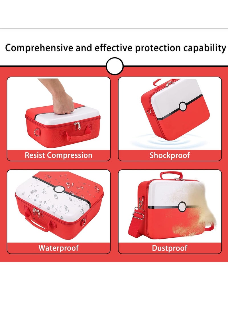 Red  White Hard Shell Carrying Case For Nintendo Switch/Switch OLED, Large Deluxe Waterproof Travel Bag Fits Switch Console  Full Set Accessories, with Removable Shoulder Strap  21 game slot. - Image 3