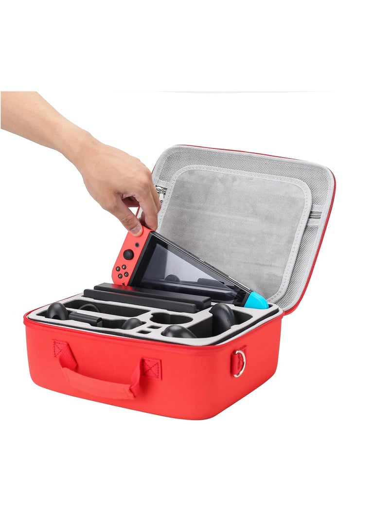 Red  White Hard Shell Carrying Case For Nintendo Switch/Switch OLED, Large Deluxe Waterproof Travel Bag Fits Switch Console  Full Set Accessories, with Removable Shoulder Strap  21 game slot. - Image 5
