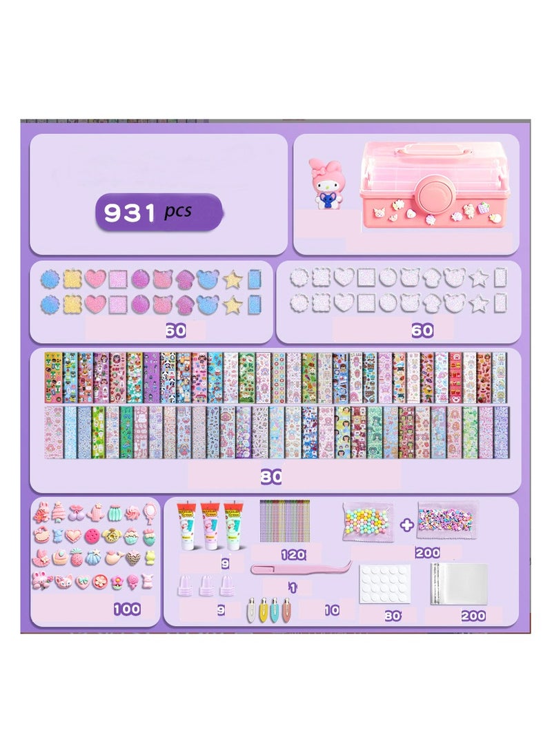 dreamons link 931 pcs Sticker and hairpin art Set with Storage Box, Cartoon Girl Decorative Stickers, Bottle Sticker Pack for Teen Girls, Sticker Pack for Notebook, DIY Crafts - Image 2