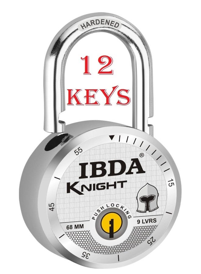IBDA Lock with 12 Keys | Lock with Multiple Keys | Lock and Keys | Push/auto Lock | High Security Steel Body Lock | Lock for Home, Shutter, gate, Door, Shop, School, Flat, Warehouse, etc. (KNT_12KY) - Image 1