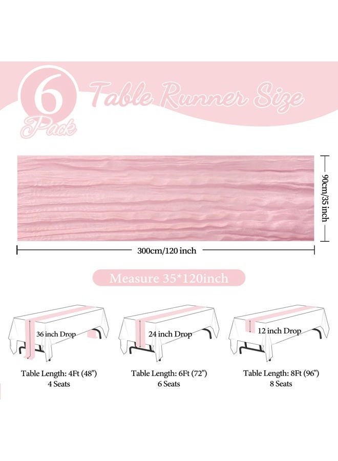 CKIKU 6 Pack 10FT Pink Cheesecloth Table Runner 35x120 Inch Gauze Rustic Boho Table Runner Cheese Cloth for Wedding Decor Birthday Party Bridal Baby Shower Summer Table Centerpiece Decoration - Image 2