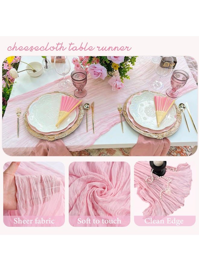 CKIKU 6 Pack 10FT Pink Cheesecloth Table Runner 35x120 Inch Gauze Rustic Boho Table Runner Cheese Cloth for Wedding Decor Birthday Party Bridal Baby Shower Summer Table Centerpiece Decoration - Image 4