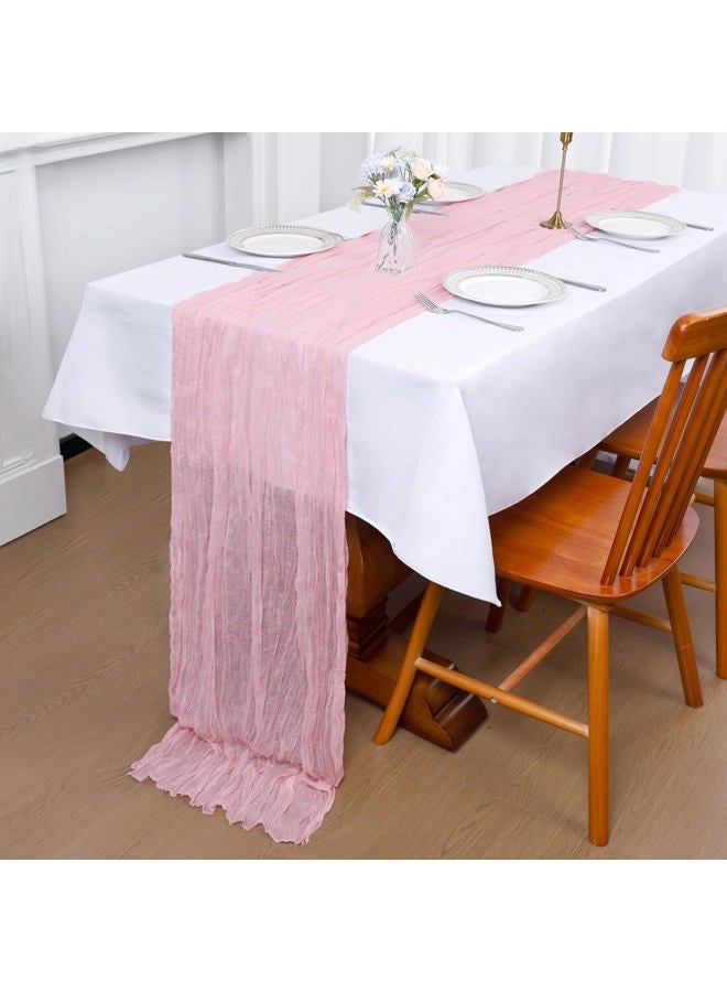 CKIKU 6 Pack 10FT Pink Cheesecloth Table Runner 35x120 Inch Gauze Rustic Boho Table Runner Cheese Cloth for Wedding Decor Birthday Party Bridal Baby Shower Summer Table Centerpiece Decoration - Image 5