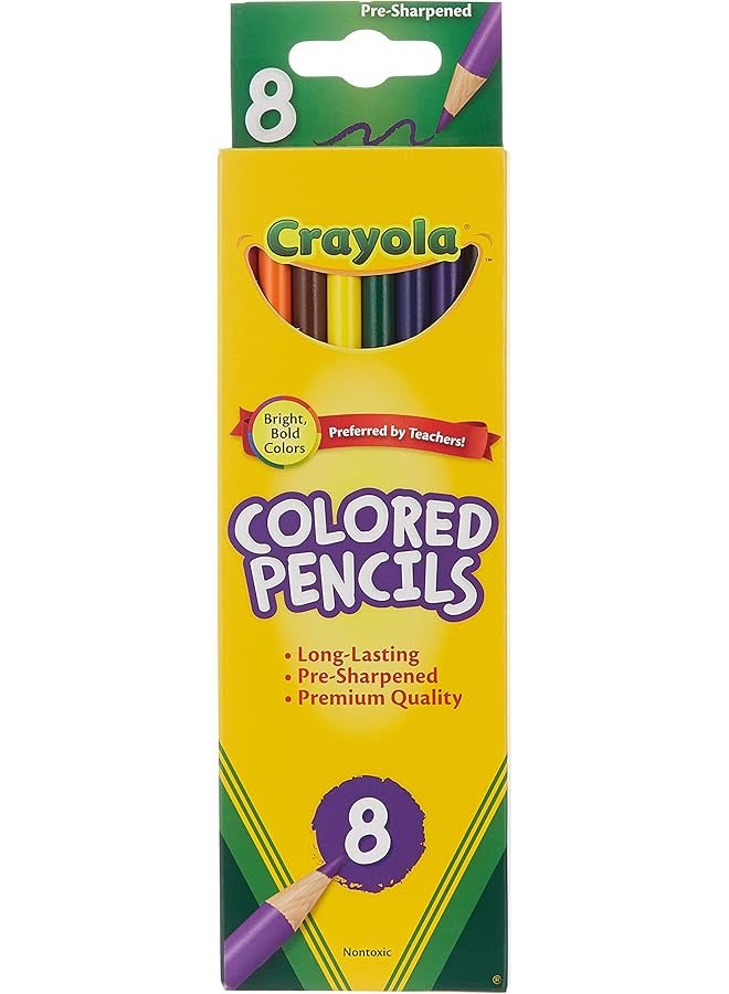 Crayola Colored Pencils Pre Sharpened Wooden Colored Pencils Art Supplies For Drawing Sketching Painting And Coloring Long Rod 8Pcs - Image 1