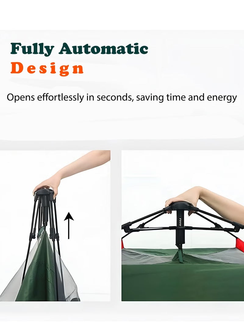 DBLEW خيمة تخييم أوتوماتيكية 6 أشخاص (240X240X150) سم، خيمة قبة أوتوماتيكية فورية، خفيفة الوزن ومضادة للرياح للرحلات العائلية، الصيد، المشي لمسافات طويلة، خيمة شاطئية ونزهة - أخضر - Image 3