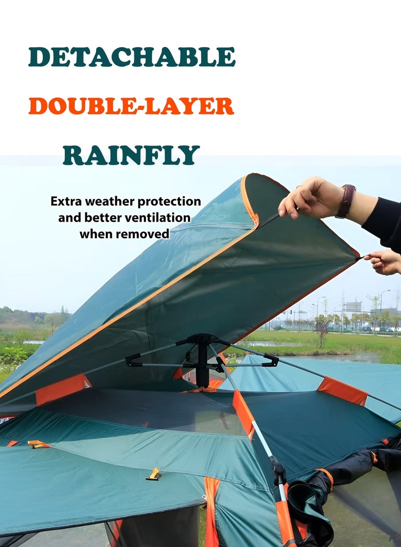 DBLEW خيمة تخييم أوتوماتيكية 6 أشخاص (240X240X150) سم، خيمة قبة أوتوماتيكية فورية، خفيفة الوزن ومضادة للرياح للرحلات العائلية، الصيد، المشي لمسافات طويلة، خيمة شاطئية ونزهة - أخضر - Image 4