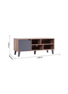 DANUBE HOME Elio TV Cabinet For Up To 32 Inches TV Entertainment Modern Design Wall Unit Furniture Wooden TV Stand For Living Room Bedroom TV Rack L120xW40xH49 cm Cherry/Dark Grey  - Image 5