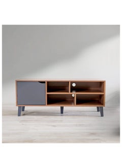 DANUBE HOME Elio TV Cabinet For Up To 32 Inches TV Entertainment Modern Design Wall Unit Furniture Wooden TV Stand For Living Room Bedroom TV Rack L120xW40xH49 cm Cherry/Dark Grey  - Image 2