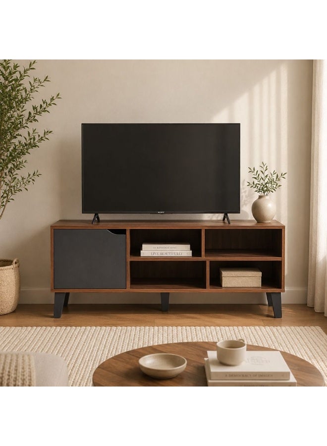 DANUBE HOME Elio TV Cabinet For Up To 32 Inches TV Entertainment Modern Design Wall Unit Furniture Wooden TV Stand For Living Room Bedroom TV Rack L120xW40xH49 cm Cherry/Dark Grey - Image 2