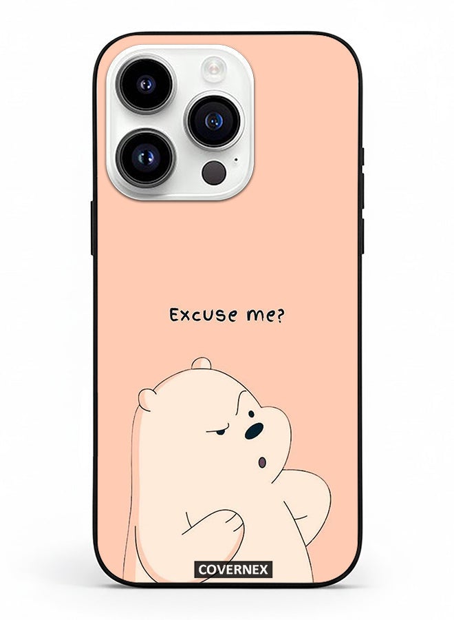 Covernex Apple iPhone 14 Pro Protective Case Cover Printed Featuring Ice Bear Illustration Excuse Me - Image 2