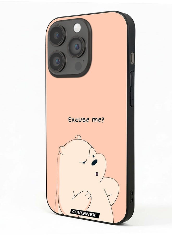 Covernex Apple iPhone 14 Pro Protective Case Cover Printed Featuring Ice Bear Illustration Excuse Me - Image 1