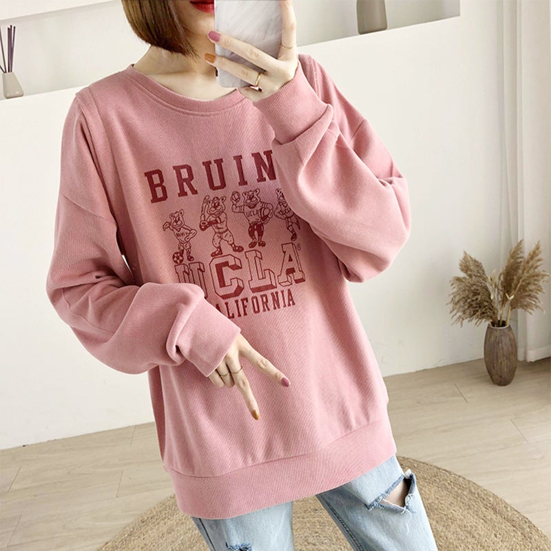 Spring Autumn Nursing Sweatshirt for Moms Pink - Image 2
