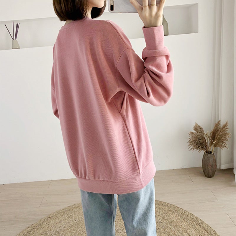 Spring Autumn Nursing Sweatshirt for Moms Pink - Image 3