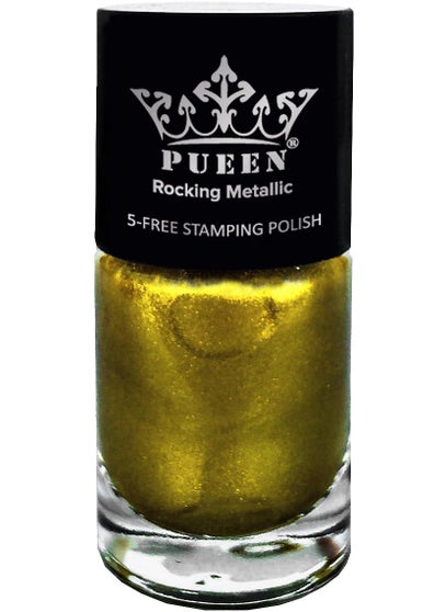 PUEEN PUEEN Rocking Metallic Nail Polish for Nail Stamping Big 5-Free Formula Nail Color Lacquer (609 Hathaway Gold)-BH000583 