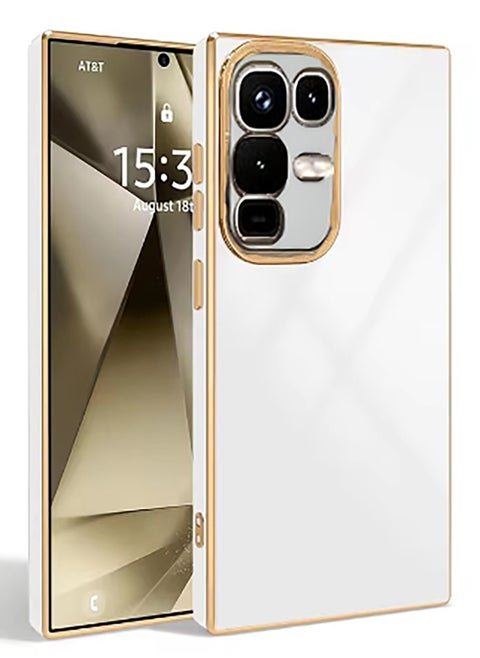 Compatible with Infinix Note 50/Infinix Note 50 pro phone case, smooth gold chrome, White lightweight, smooth shock-proof full protection Infinix Note 50/Infinix Note 50 pro phone case - White