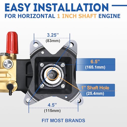 TOOLCY Pressure Washer Pump 3600-4400 PSI Max 4.4 GPM, 1 inch Shaft Horizontal Triplex Plunger Power Washer Pump Replacement, Direct Drive Pressure Pump with Unloader, 5 Nozzle Tips, M22-14mm Adapter - Image 3