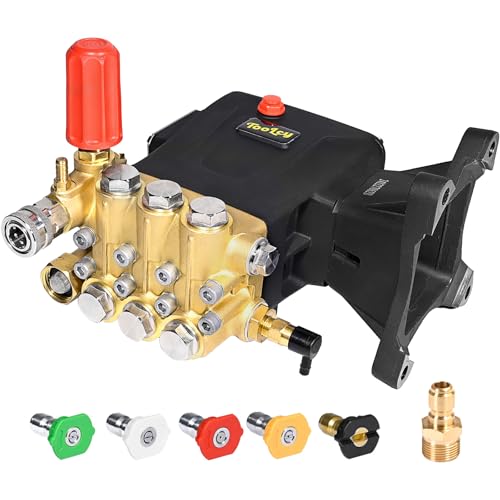 TOOLCY Pressure Washer Pump 3600-4400 PSI Max 4.4 GPM, 1 inch Shaft Horizontal Triplex Plunger Power Washer Pump Replacement, Direct Drive Pressure Pump with Unloader, 5 Nozzle Tips, M22-14mm Adapter - Image 1