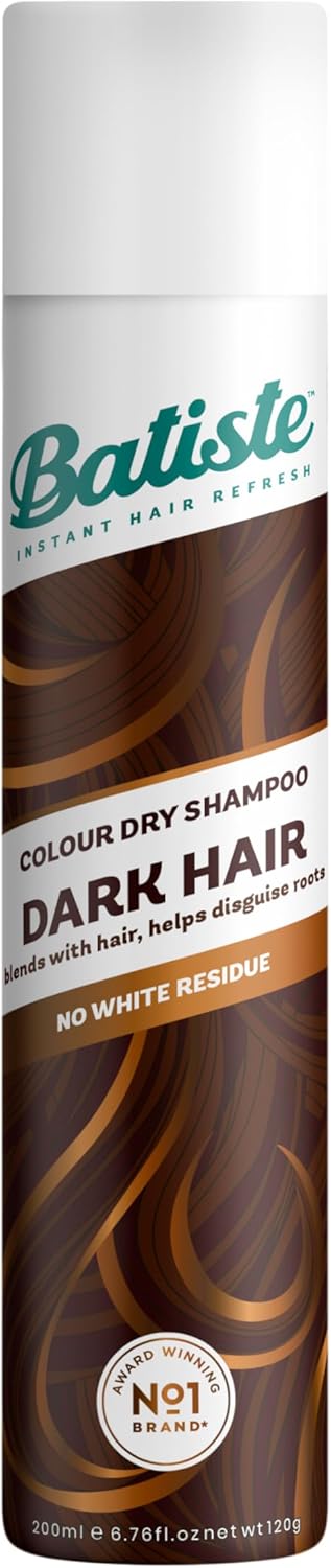 Batiste Dry Shampoo in Divine Dark with a Hint of Colour 200ml Designed for Brunettes No Rinse Spray to Refresh Hair in Between Washes No White Residue for Dark Hair