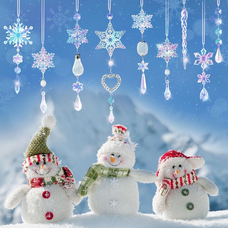 Lapogy Crystal Snowflake Christmas Tree Decorations - 21pcs Christmas Tree Ornaments Sparkling Dazzling Festival Party Decoration Crystal Snowflake Design Hanging Ornament Holiday Season Home Decor - Image 5