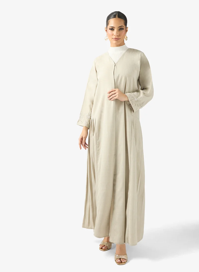 Abaya With Embroidered Sleeves & Sheila