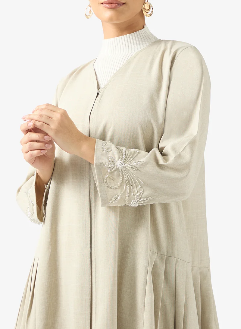 Khizana Abaya With Embroidered Sleeves & Sheila