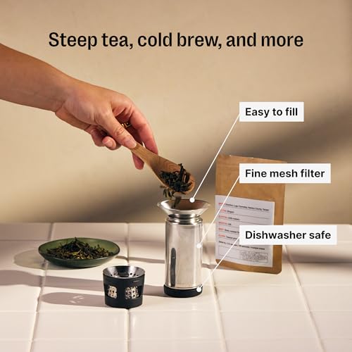 Fellow Carter Tea + Cold Brew Infuser & Carter Move 16 oz Tumbler Set - Steep Tea On-The-Go - Vacuum-Insulated Stainless Steel Travel Mug w/Snap-In Infuser For Steeping Tea, Cold Brew, Stone Blue - Image 5