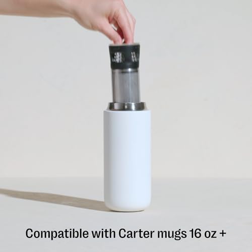 Fellow Carter Tea + Cold Brew Infuser & Carter Move 16 oz Tumbler Set - Steep Tea On-The-Go - Vacuum-Insulated Stainless Steel Travel Mug w/Snap-In Infuser For Steeping Tea, Cold Brew, Stone Blue - Image 4