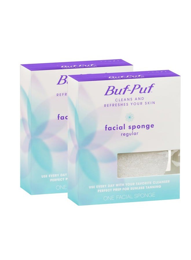 Buf-Puf Facial Sponge, Dermatologist Developed, Removes Deep Down Dirt & Makeup That Causes Breakouts and Blackheads, Reusable, Exfoliating, White, 2 Count - Image 1