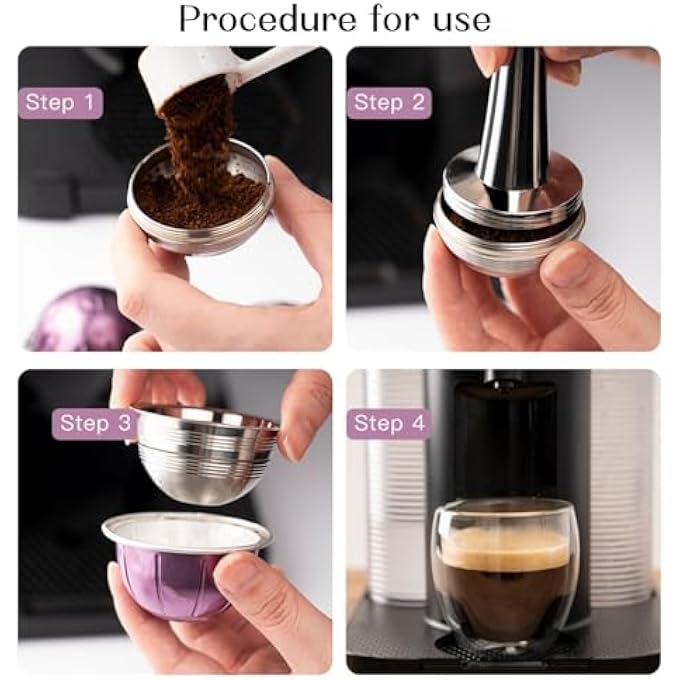 Beauenty Stainless Steel Fillable Coffee Capsules Reusable Coffee Capsules Cup Filter Set - Image 4