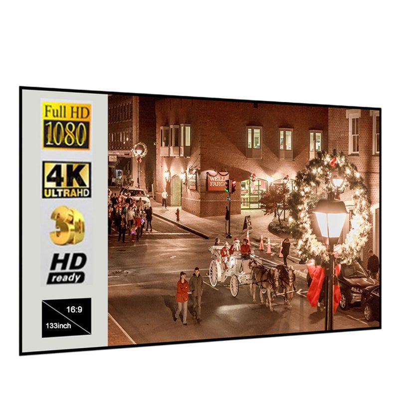Portable Foldable Projector Screen Metal Layer Light Home Movie Reflective Screen(133inch 16:9) - Image 1