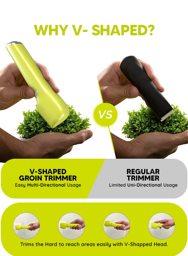 LetsShave مقلم كرات برو للرجال للأجزاء الخاصة، شفرات آمنة على البشرة 'R'، وقت تشغيل 90 دقيقة ومقاوم للماء، مقلم شعر العانة للرجال، مقلم الجسم للرجال، مربية الجسم للرجال، مقلم الفخذين - Image 2