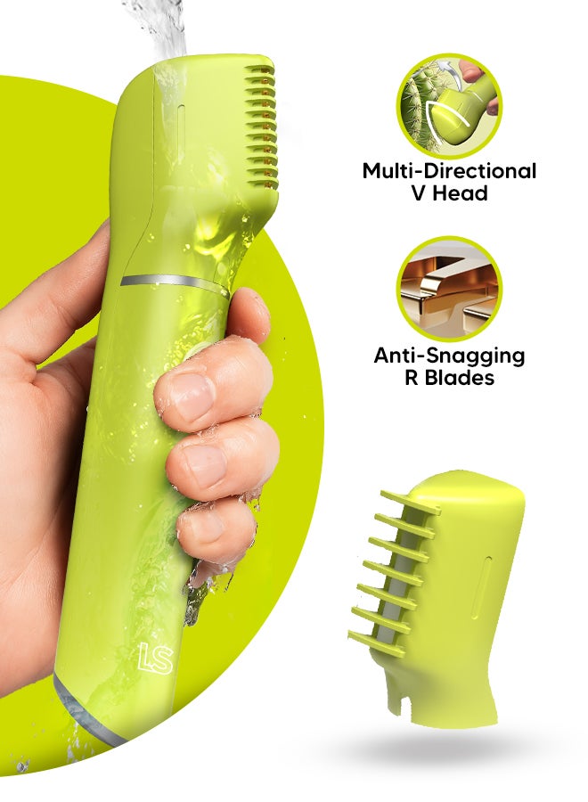 LetsShave مقلم كرات برو للرجال للأجزاء الخاصة، شفرات آمنة على البشرة 'R'، وقت تشغيل 90 دقيقة ومقاوم للماء، مقلم شعر العانة للرجال، مقلم الجسم للرجال، مربية الجسم للرجال، مقلم الفخذين - Image 1