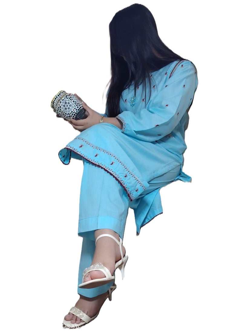 Fabric Pakistani Lawn Embroidery Stitched 2-Piece – 2026 Collection. - Image 3