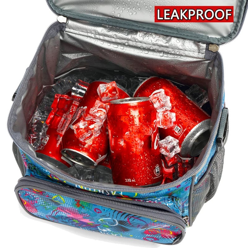 FlowFly Insulated Reusable Lunch Bag Adult Large Lunch Box for Women and Men with Adjustable Shoulder Strap,Front Zipper Pocket and Dual Large Mesh Side Pockets,Heart - Image 3