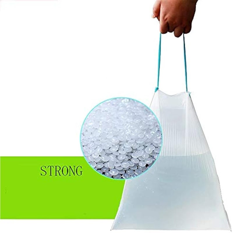 وانجاي شين هوي 8 جالون متوسط الرباط حقائب القمامة، أكياس قمامة قوية للمطبخ الحمام غرفة النوم عربة القمامة، بطانات صناديق نفايات المكتب غير معطرة، أبيض، 60 قطعة (8 جالون) ... - Image 2