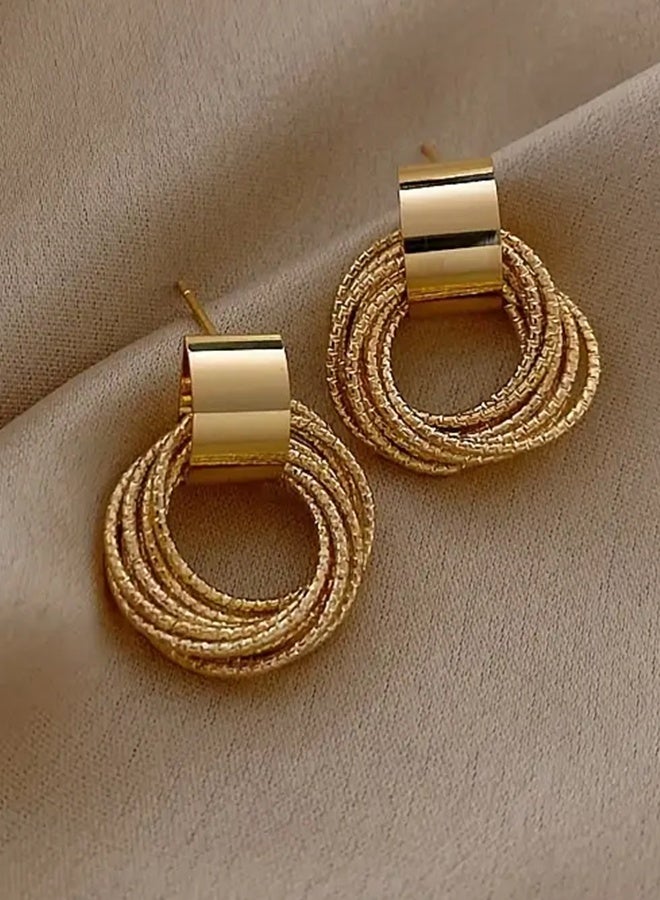 Ready For Chai New Temperament Simple Earrings Fashion Ins Cold Wind Earrings High-end Atmosphere Geometric Multi-layer Circle Earrings - Image 1