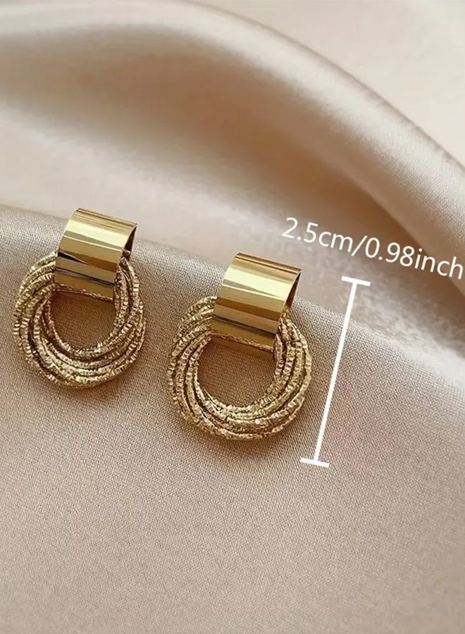Ready For Chai New Temperament Simple Earrings Fashion Ins Cold Wind Earrings High-end Atmosphere Geometric Multi-layer Circle Earrings - Image 5