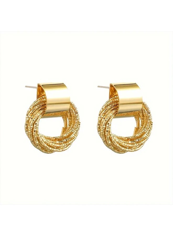 Ready For Chai New Temperament Simple Earrings Fashion Ins Cold Wind Earrings High-end Atmosphere Geometric Multi-layer Circle Earrings - Image 4