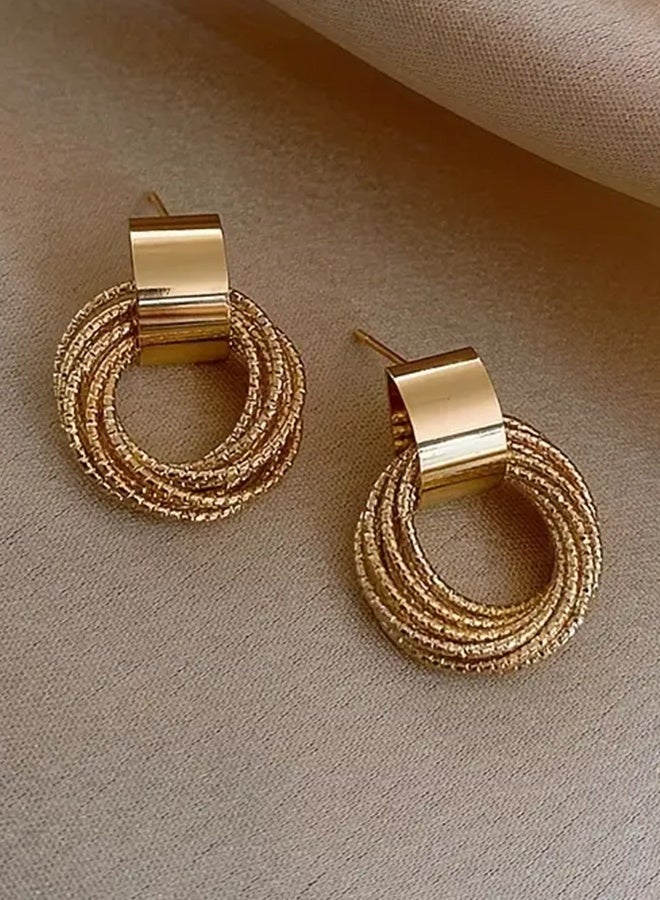 Ready For Chai New Temperament Simple Earrings Fashion Ins Cold Wind Earrings High-end Atmosphere Geometric Multi-layer Circle Earrings - Image 3